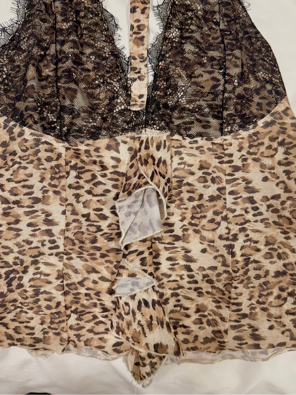 Lace Ruffled Leopard Halter Top - Picture 2 of 3